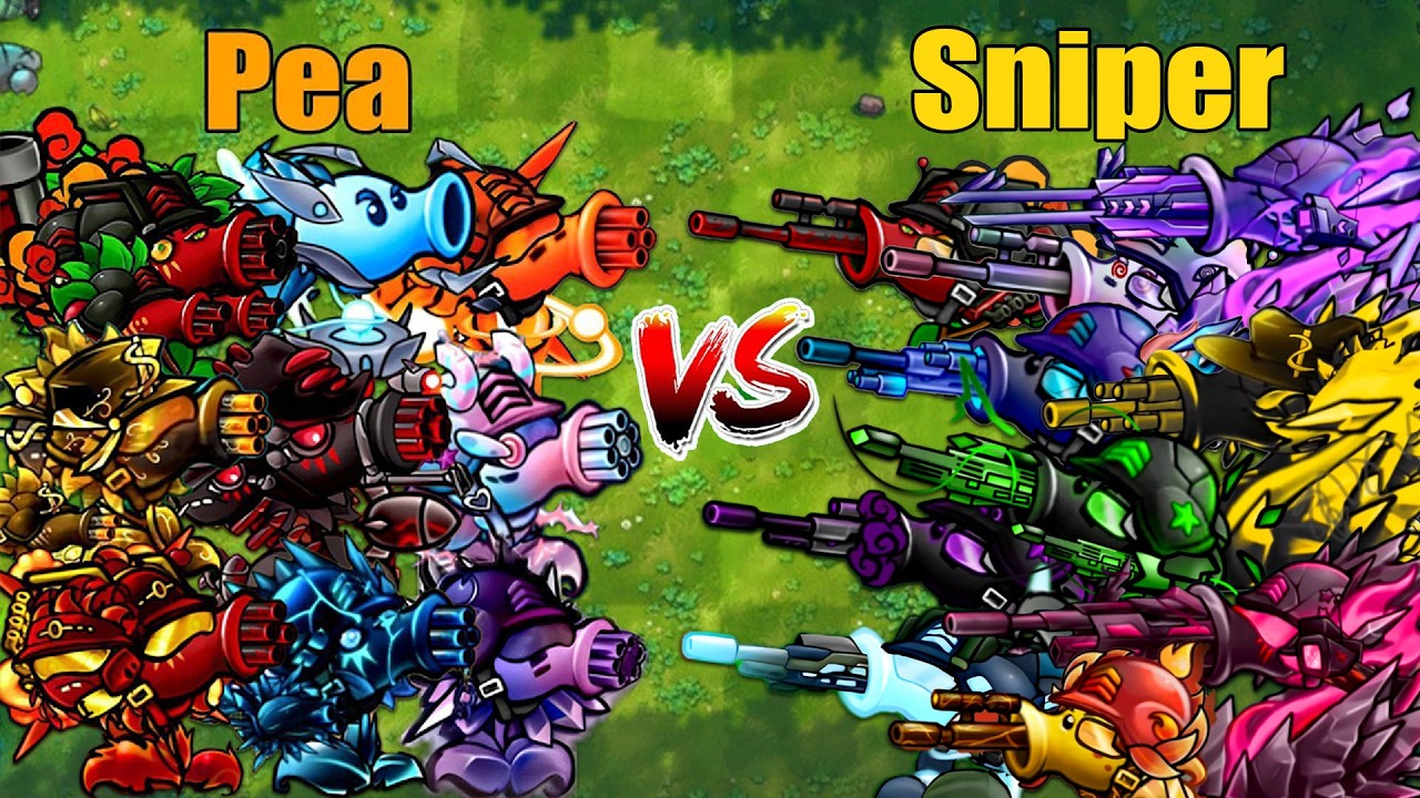 PVZ 1 Fusion 3.5 Challenge!! Team Pea VS Team Sniper Pea VS 300 Zombie ...