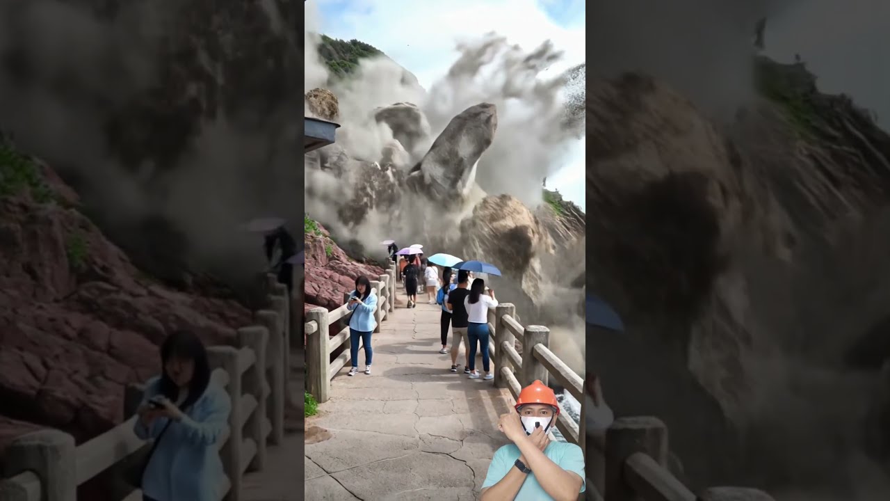 Tourists Scream As Landslide Hits Vacation Spot Shortvideo