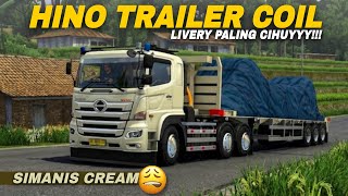 SHARE LIVERY+MOD TRUK HINO 500 TRAILER MUAT COIL LIVERY PALING SOFT DAN CIHUYYY🔥‼️| BUSSID screenshot 1