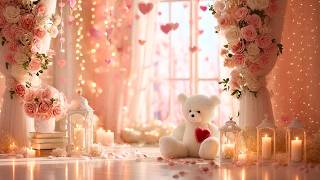 Romantic Valentine’s Day – Pink Room with Roses, Hearts & Teddy Bear screenshot 1