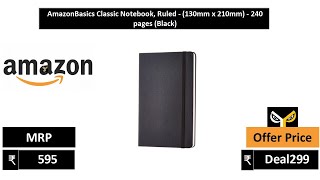 AmazonBasics Classic Notebook, Ruled   130mm x 210mm   240 pages Black