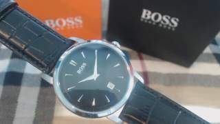 hugo boss watch black leather