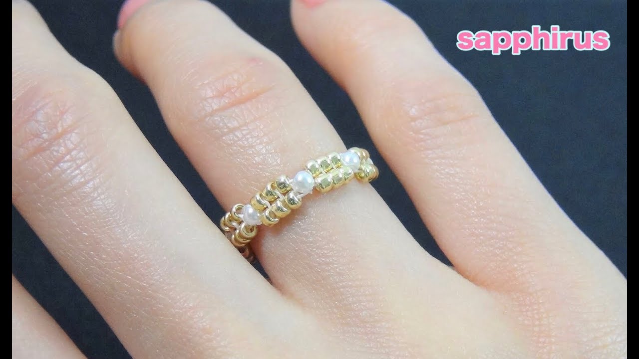 ハンドメイド 丸小ビーズとパールで編むリングの作り方 Super Easy Beading How To Make A Ring With Seed Beads And Pearls Youtube