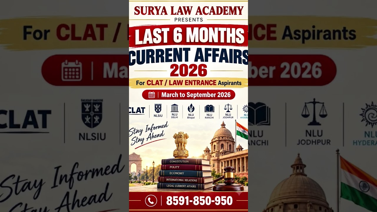 Surya Law Academy presents the ultimate wrap-up of the LAST 6 MONTHS CURRENT AFFAIRS. Limited copies