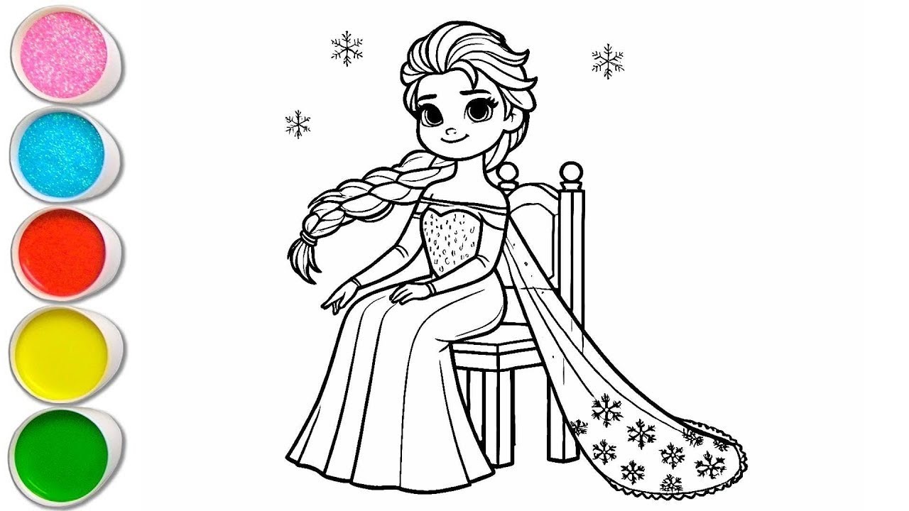 Beautiful Elsa Drawing for Kids, Painting & Coloring for Kids | Let's Draw Together