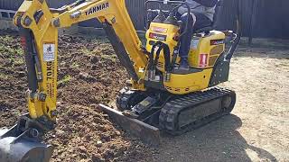 Yanmar SV08 Mini Excavator, preparing ground for landscaper. Both properties took 5 hours.