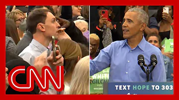 See Obama's response when heckler interrupts his speech