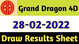 28-02-2022 Grand Dragon Today 4D Results | 4d Malaysia Result Live Today | Today 4d Result Live