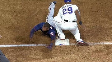 MIN@TEX: Nunez safe at third after call stands