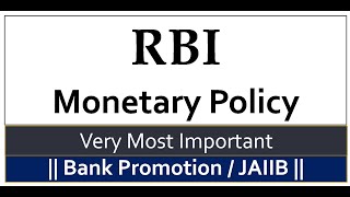 RBI Monetary Policy || Bank Promotion/JAIIB ||