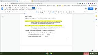 9B Grammar: Voice of a verb