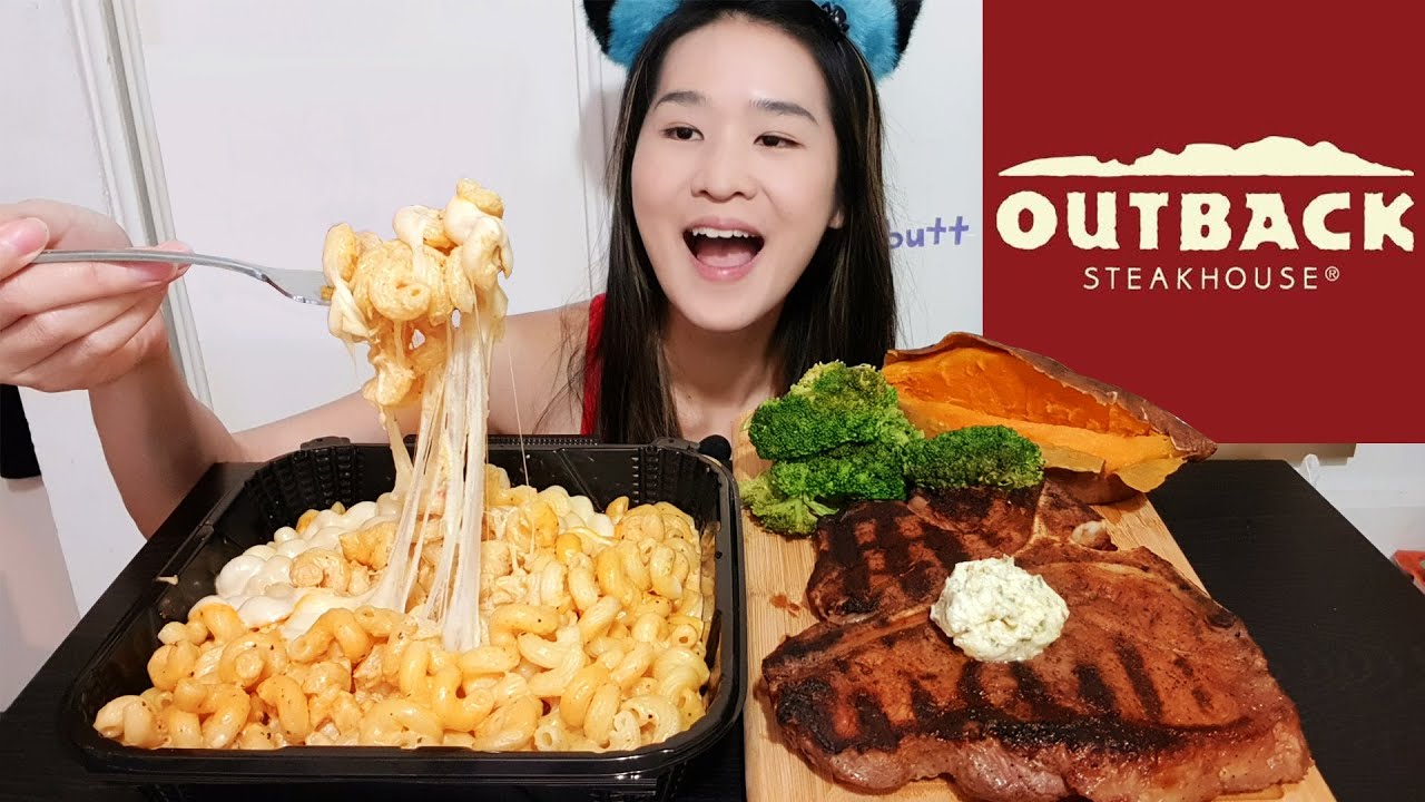 Outback Steakhouse'S Huge Porterhouse Steak & Mac N Cheese! Cheesy Pasta,  Beef Steak - Mukbang Asmr - Youtube