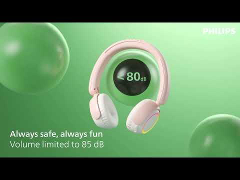 Miniatura del video del prodotto PHILIPS - Cuffie wireless on-ear per bambini TAK4200PK/00-Pink