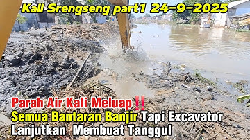 Parah Air Kali Meluap‼️Semua Bantaran Banjir Tapi Excavator Lanjutkan  Membuat Tanggul #dedimulyadi 