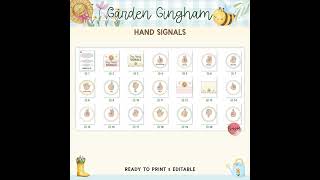 Garden Gingham Hand Signals Classroom Decor Preview