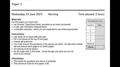 AQA A LEVEL CHEMISTRY 2019 PAPER 3 PAST PAPER QUESTIONS