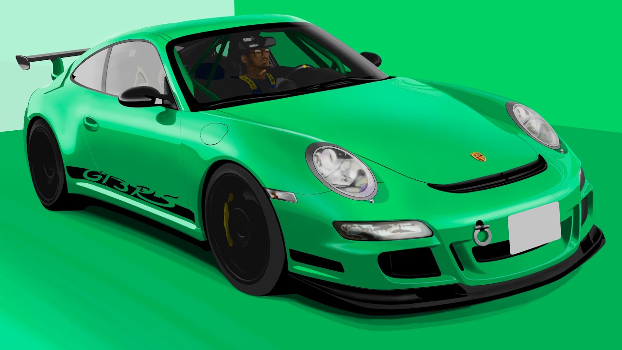 車絵 Car Drawing Porsche 911 Gt3rs 997 Drawing ポルシェ イラスト Youtube