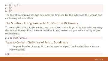 How to Convert a Dictionary of Sets to a Pandas DataFrame with List Values