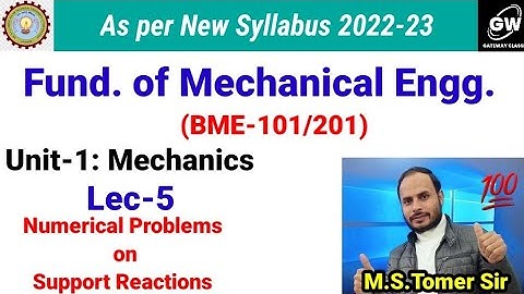 Lec-5 I Unit-1 I Introduction to Mechanics I Fund.of Mech.Engg. I B.Tech 1st Year I by M.S.Tomer