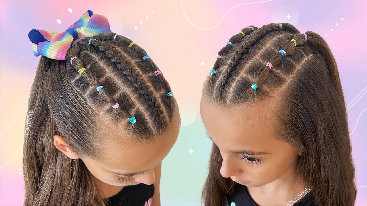 Прически для девочек с цветными резинками и косами 🌈 быстро и просто
