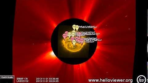 SWAP 174, LASCO C2 (2013-10-31 17:08:39 - 2013-11-01 13:35:53 UTC)