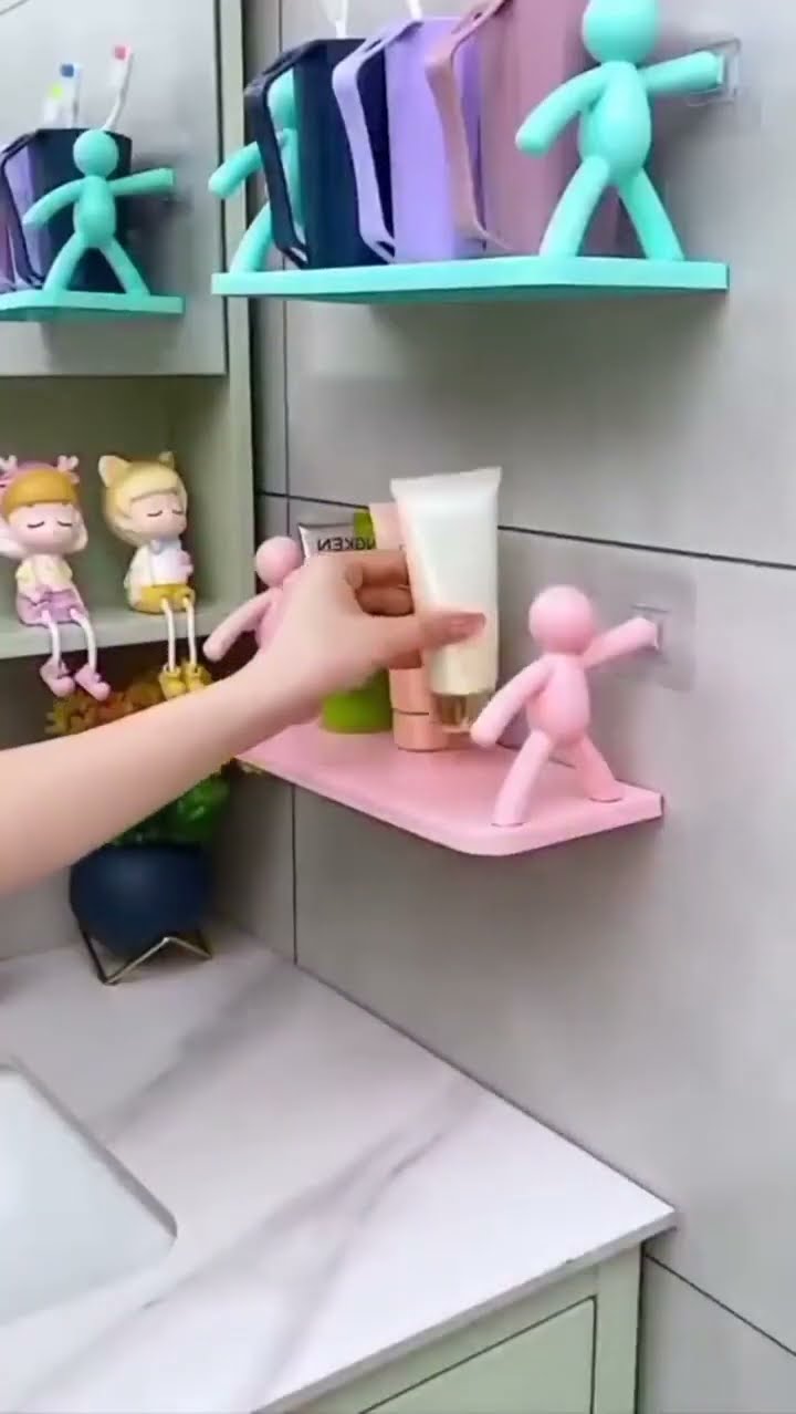 Punch-Free Human Figure Bathroom Shelf