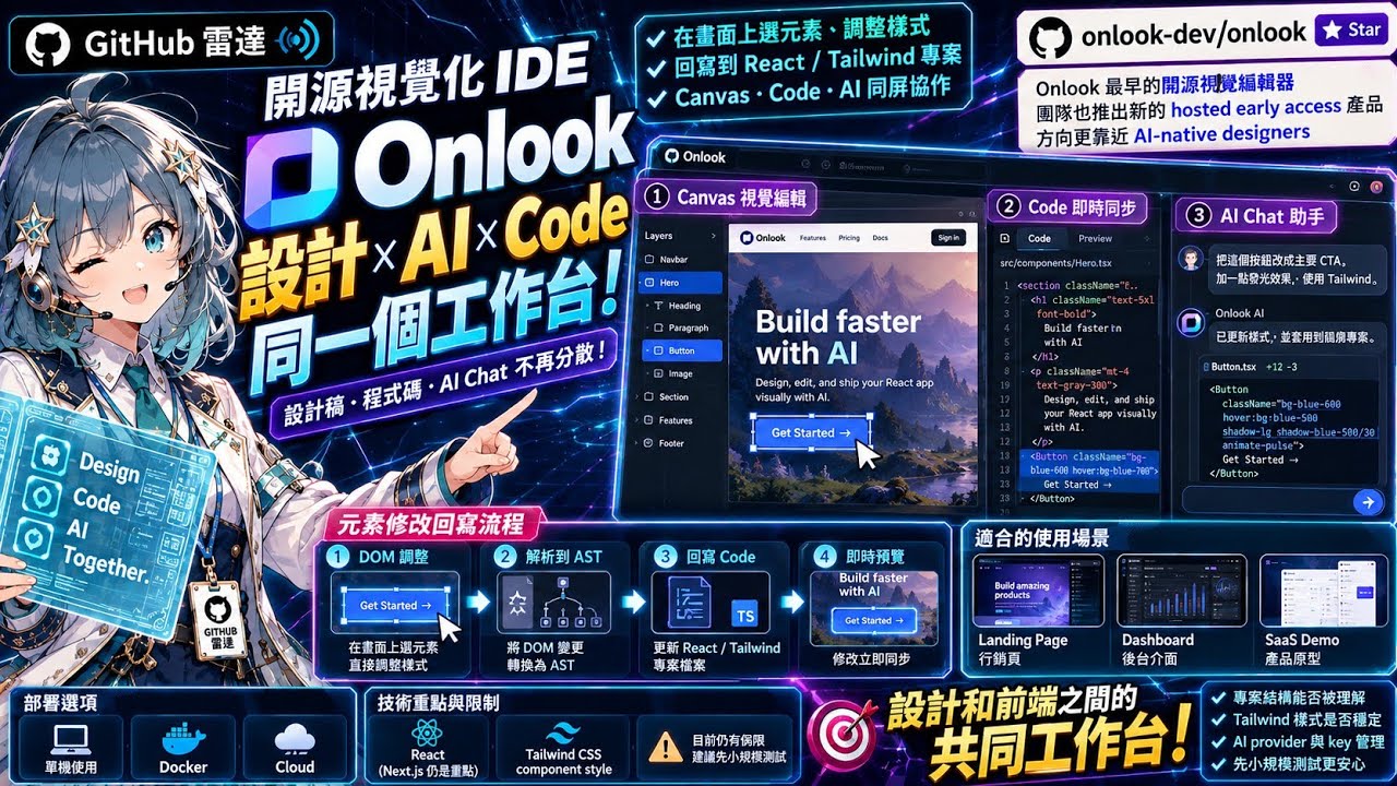 Onlook:把設計畫面直接推回 code 的開源視覺編輯器|Github雷達