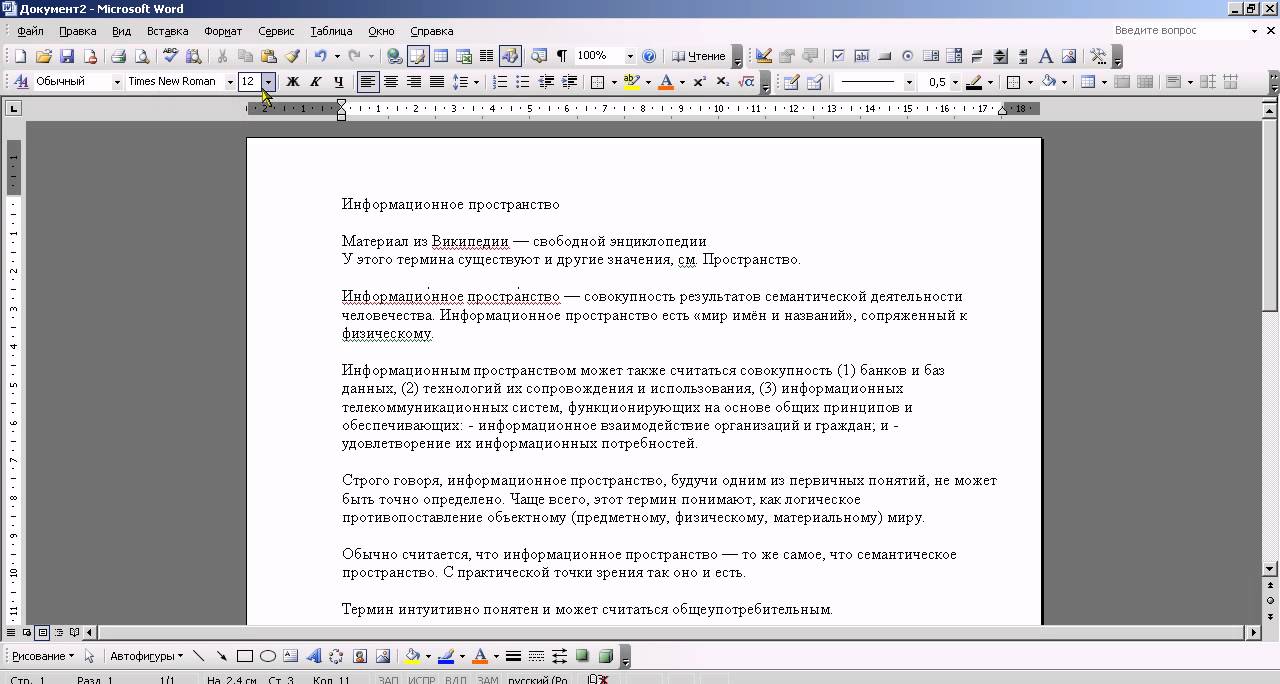 Реферат Ms Word