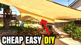 CHEAP DIY SHADE SAIL COVER FOR BACKYARD KOI POND!