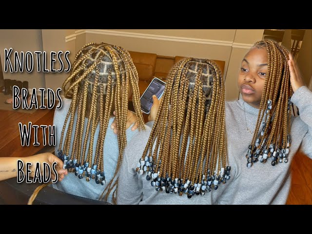 Short Medium Knotless Box Braids With Beads