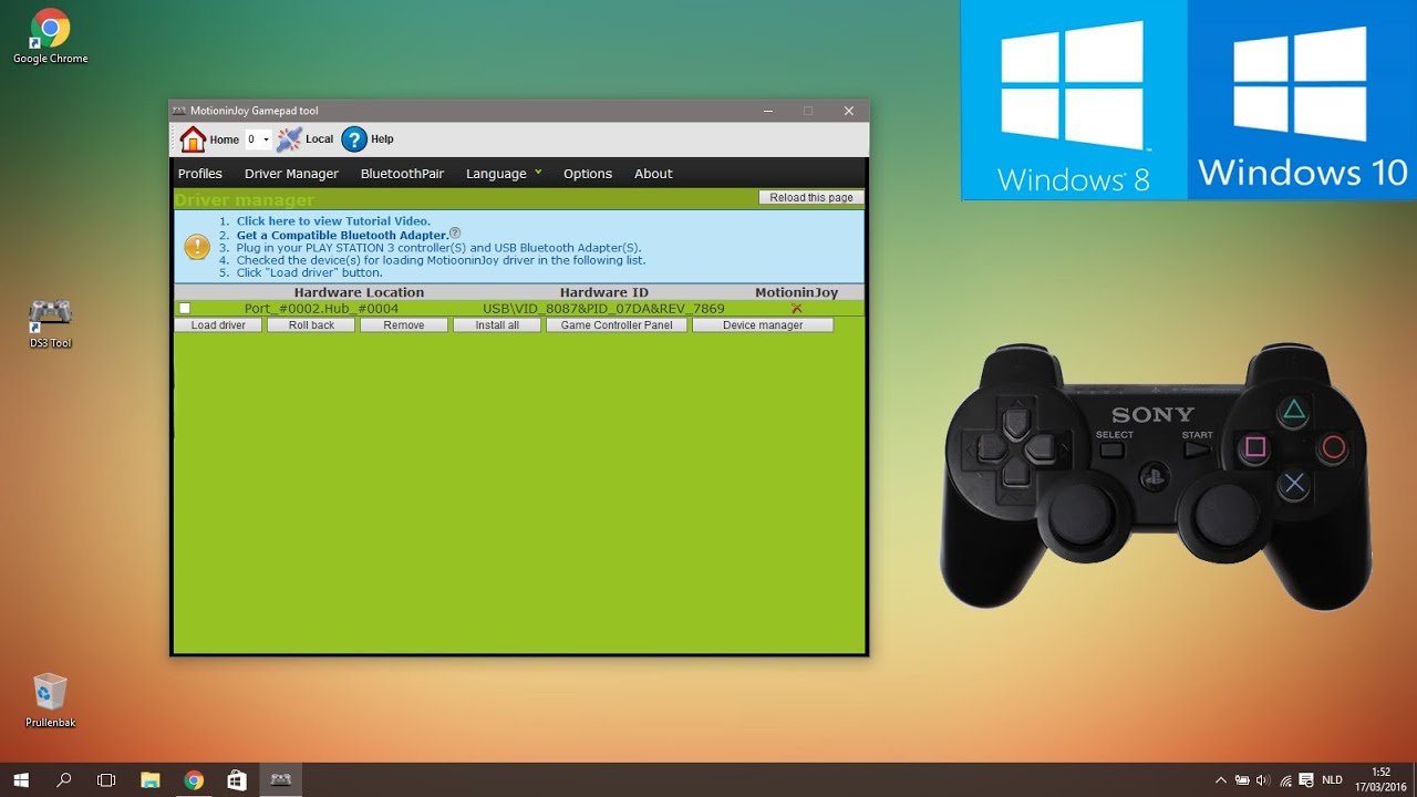 how to set up ps3 controller on windows 10