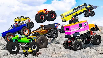 Monster Truck Mass Battle #4: From Tiny to Giant! - Beamng drive