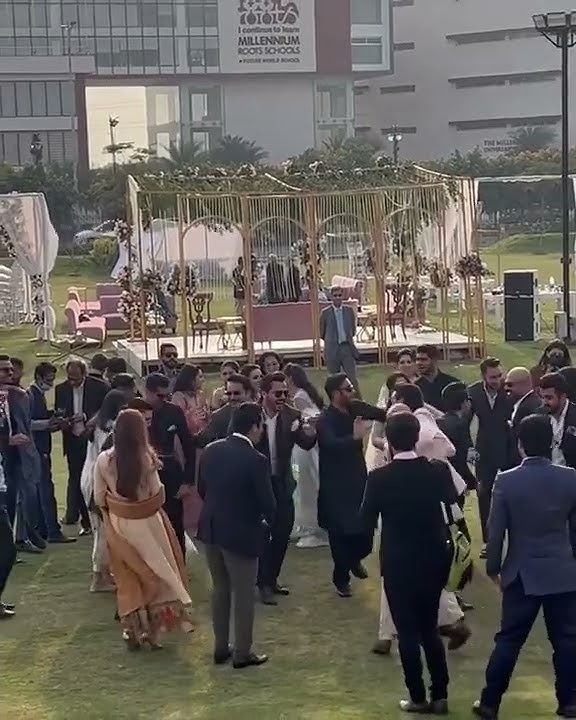 Ahmad Ali Akbar & Shahzad Sheikh dance in engagement ceremony of actress Mehar Bano