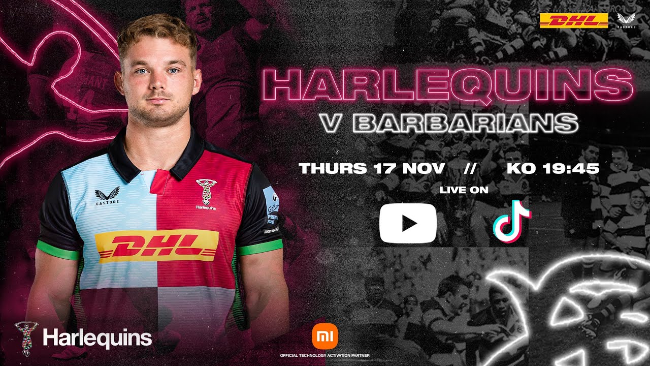 Live Rugby - Harlequins take on the Barbarians from the Twickenham Stoop