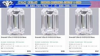 Sale Super Emerald Shape $210 Lab Diamond D VVS1 ID DMJ-GEMS 5-24-2026