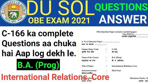 C166 Question paper Aa gya dekh lo | Political science |International Relations, Core | Du sol exam