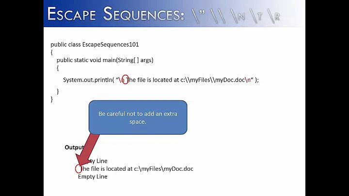 Escape Sequences: \" \\ \n \t \r (Java)