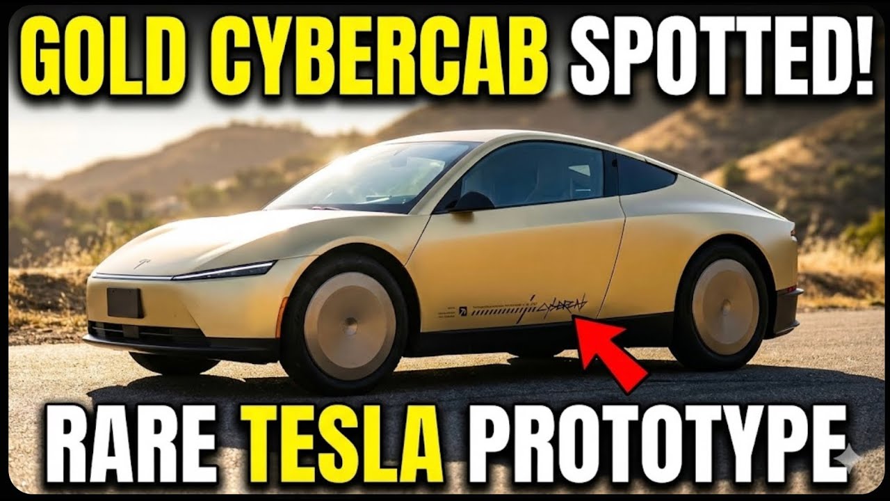Rare Gold Tesla Cybercab Robotaxi Spotted Testing In Palo Alto Youtube 