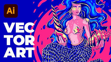 Mermaid Illustration Process in Adobe Illustrator CC - Speed Art