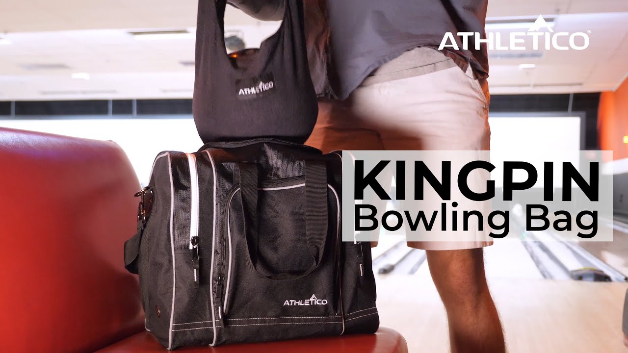 Athletico Bowling Bag for Single Ball - Single Ball Tote Bag with Padded Ball Holder - Fits A Single Pair of Bowling Shoes Up to Mens Size 14 (Black)