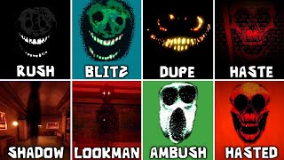 Doors Rush vs Blitz vs Dupe vs Vacuum vs Shadow vs Lookman vs Ambush vs Haste - Jumpscares [ROBLOX]