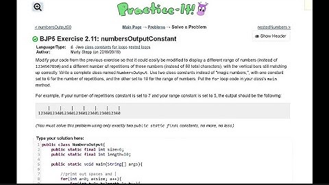Java Practice It || 2.11 numbersOutputConstant || nested for loops