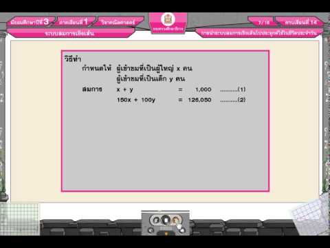 การนำระบบสมการเชิงเส้นไปประยุกต์ใช้ในชีวิตประจำวัน