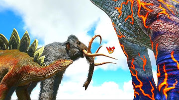 Ark Survival - MAMMOTH and STEGO vs LARGE DINOS [Ep.553]