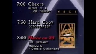 (October 29, 1991) WTXF-TV Fox 29 Philadelphia Commercials