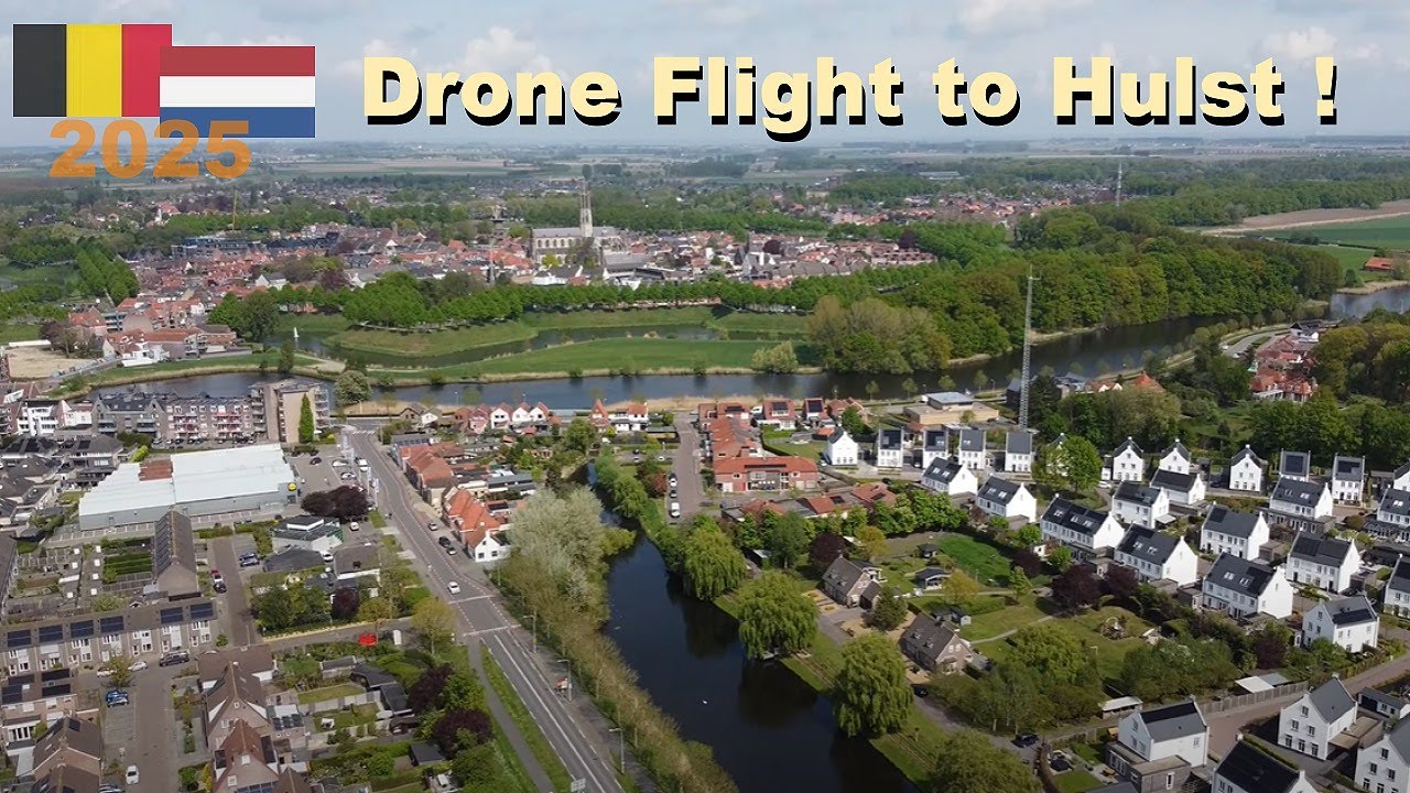 Drone Flight Belgian border to Hulst city center in the Netherlands