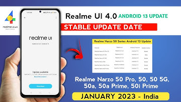 Realme UI 4.0 Android 13 Stable update/New Update January 2023/Realme Narzo 50a,50, 50 Pro,50A Prime