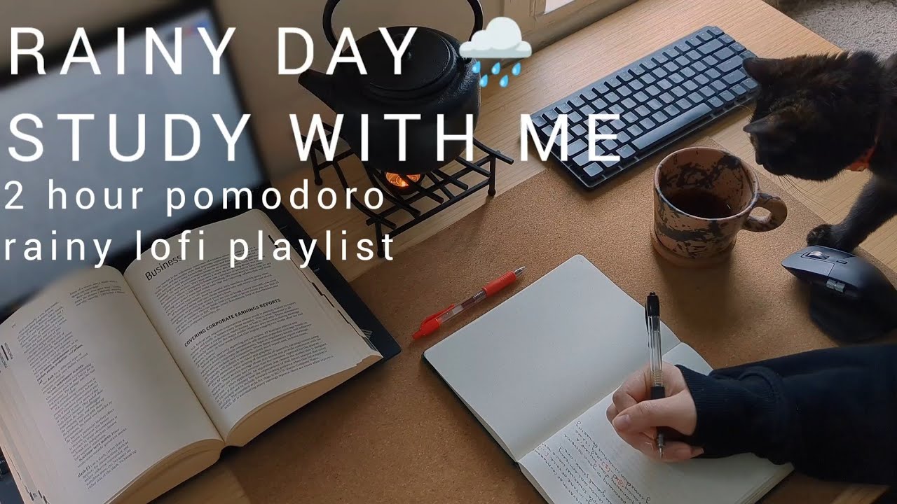 2 HOUR STUDY WITH ME at NIGHT 🌧️ ️ rainy lofi playlist | pomodoro 25/5 ...