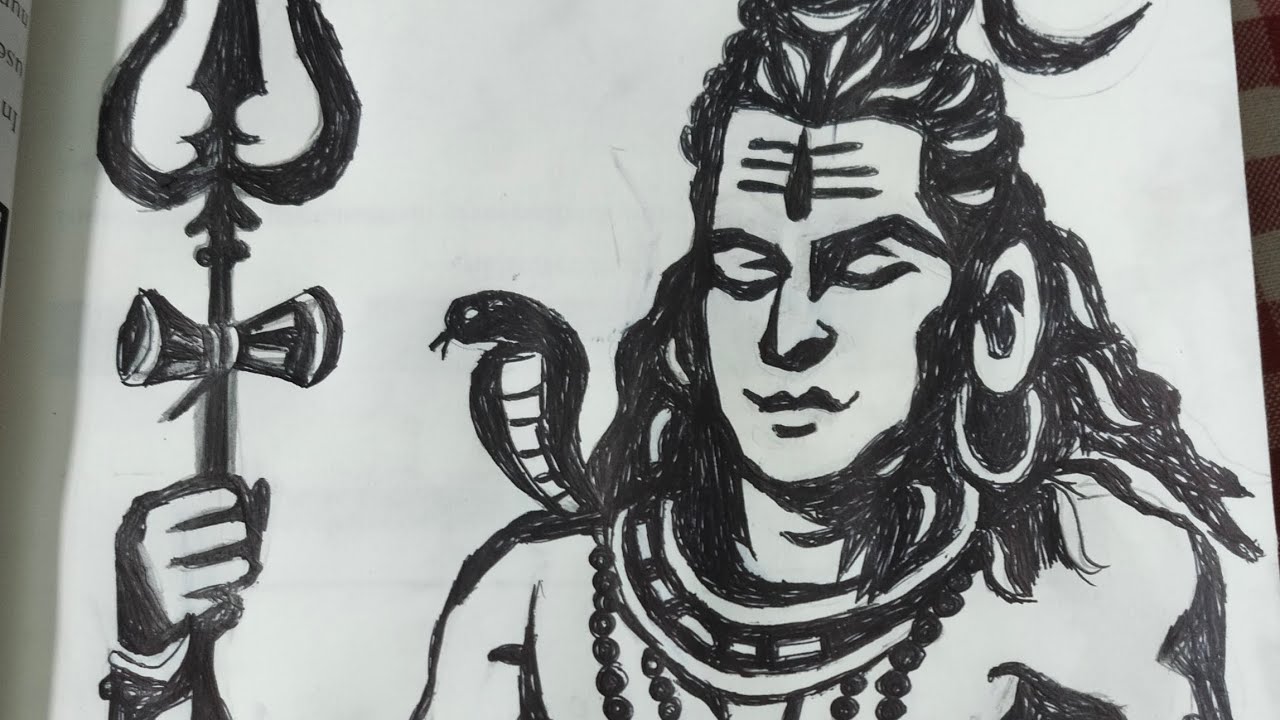 Easy Mahadev Drawing|easy shiva sketch with pen|#penart#drawing#shiva#youtubevideo#sketch#trending