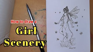 How To Draw This Girl Scenery